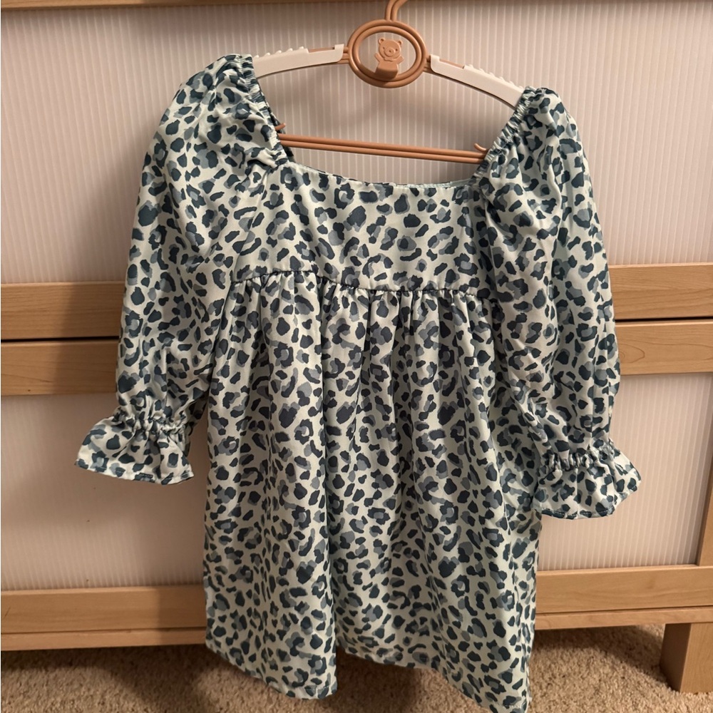 Janie and Jack Leopard Print Dress with Ruffled Sleeves